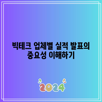 빅테크 업체의 실적 발표 일정